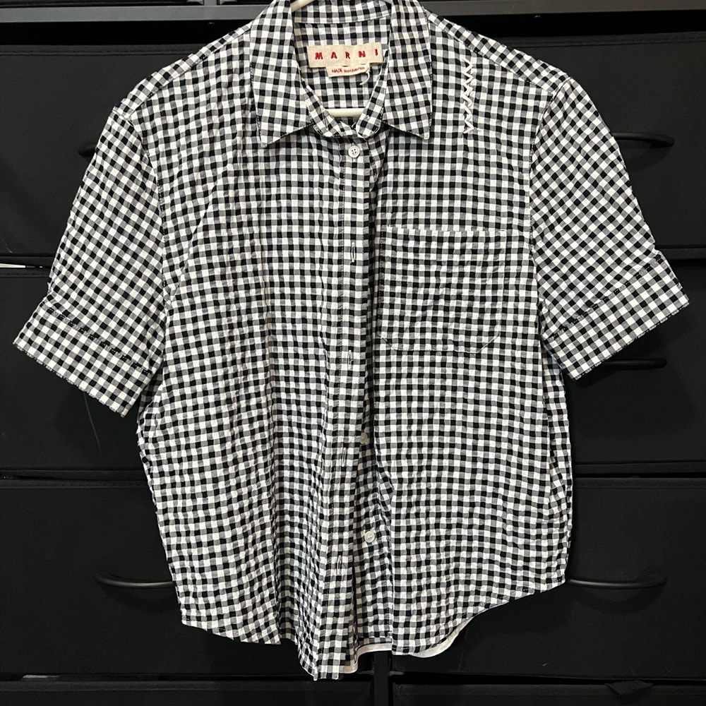 Marni Seersucker Gingham Black and White Shirt